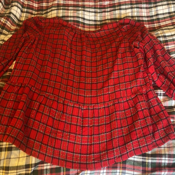 NWT Loft Tartan Peplum Top - Picture 5 of 7